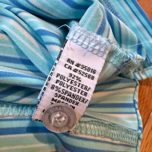 Straight Down Polo Shirt Men’s Size L White/Blue/Teal Striped Performance Golf - Picture 8 of 15